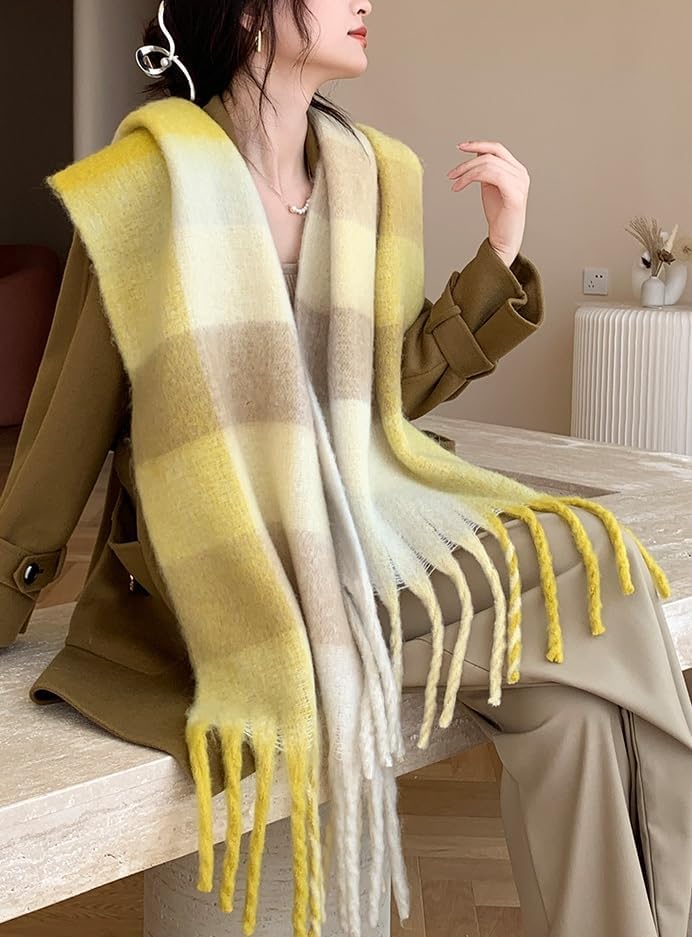 Wander Agio Winter Women Warm Scarf Long Shawl Large Scarves Cold Weather Thick Blanket Scarfs Colorful Plaid - Image 4